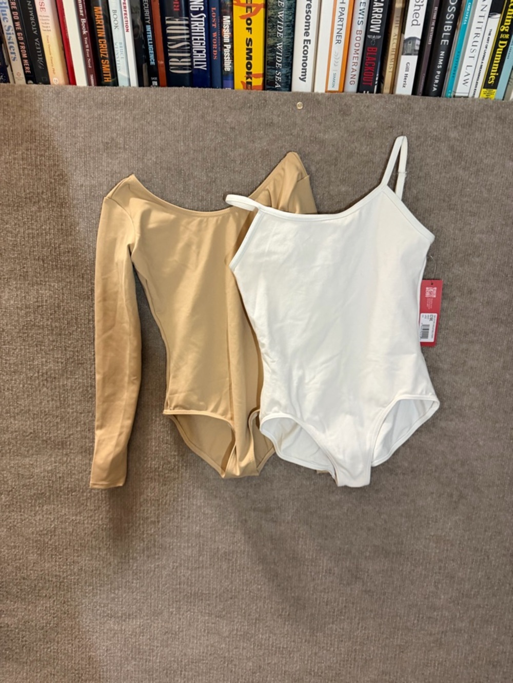 Capezio Girls' One-Piece Leotard Set in White and Tan,10/12Y